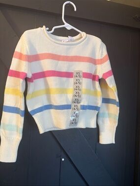 GAP Cream Sweater with Pink, Yellow & Blue Stripes